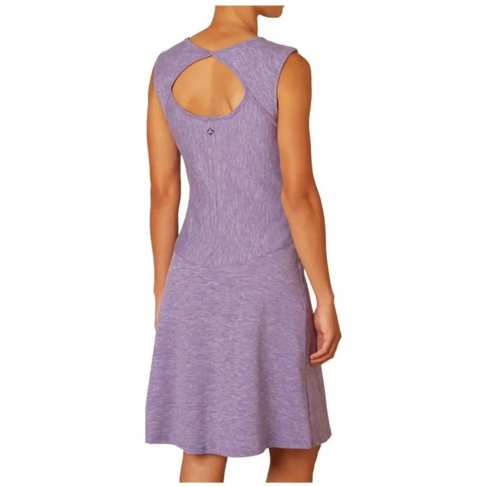 Prana Calico‎ Sleeveless Stretch Dress Ultra Violet Cut Out Back Size S